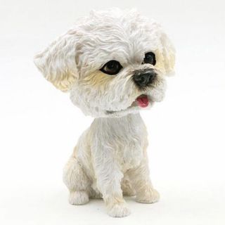 Cute Nod Bichon Frise Bobblehead Dog Ornament Figurine Home Car Dog Lover Gift