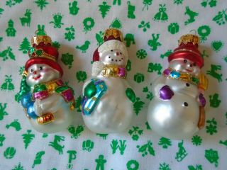 Old World Christmas Ornament,  3 Small Snowmen