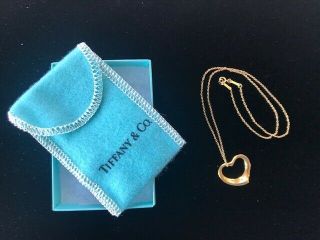 Vintage Tiffany & Co.  18k Gold Elsa Peretti Open Heart Necklace