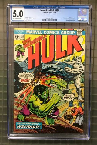 Incredible Hulk 180 Marvel Comics 1974 Cgc 5.  0 Wolverine 1st Appearance Cameo