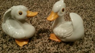 Vintage Charming Porcelain Bird Duck Figurine Set Of 2 By Homco 1414