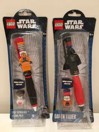 Lego Star Wars Darth Vader Luke Skywalker X - Wing Pilot Minifigure Ballpoint Pens