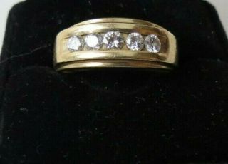 Mens Classic Vintage 14k Solid Yellow Gold.  55 Ct Diamond Ring Band 8.  3 Gr Sz 10