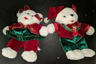 2006 Male And Female Snowflake Friends Bears Dan - Dee Limited Edition Red/green