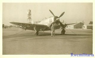 Org.  Photo: P - 47 Fighter Plane (45 - 49554) Parked On Airfield (2)