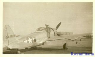 Org.  Photo: P - 47 Fighter Plane (45 - 49554) Parked On Airfield (1)