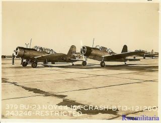 Org.  Photo: Crashed Us Bt - 13 Training Planes On Airfield; 1944 (1)