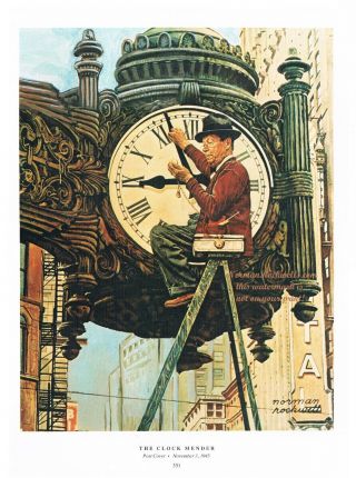 Norman Rockwell Vintage Clock Watch Repair Man Print: The Clock Mender 11 " X 15 "