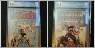 Sub - Mariner 1 Cgc 6.  5 And Captain America 100 Cgc 6.  5 1st Sa Red Hot Key Issues