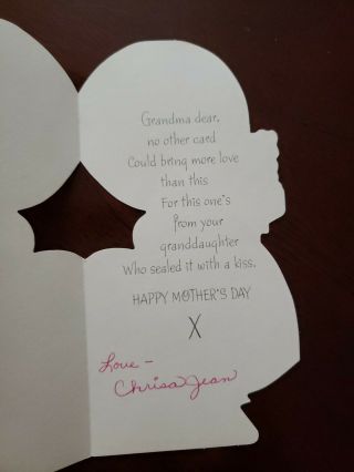Vtg Hallmark Greeting Card Mother ' s Day Grandma ' s Girl doll patchwork dress 60 ' s 2