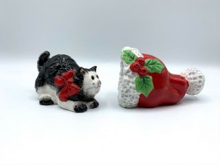 Fitz And Floyd Christmas Kitty Cat & Santa 