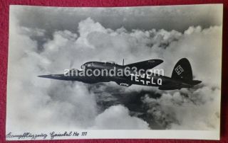 German Ww2 Era Postcard Photocard Luftwaffe Heinkel He 111 Aircraft