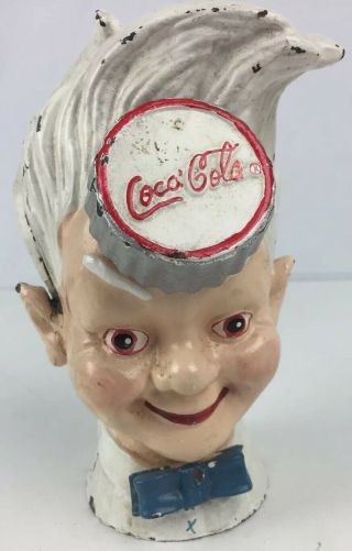 Coca Cola Sprite Boy Cast Iron Coin Bank Soda Coke Bottle Cap Advertising