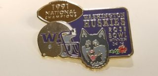 1991 University Of Washington Huskies Football Rose Bowl National Champions Pin