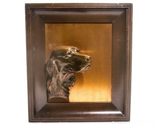 Vintage Copper Bronze Hunting Dog Head Plaque Art Deco Signed Art Phil Di Napoli