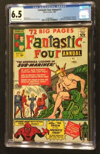 Fantastic Four Annual 1 Comic Cgc 6.  5 Marvel 1963 1st Lady Dorma Sub - Mariner