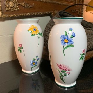 Tiffany & Co.  Set Of 2 Matching Porcelain 9 " Sintra Flower Vases -