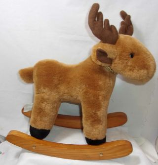 Stuffed Animal Toy Christmas Plush Rocking Horse Reindeer With Wooden Rockers