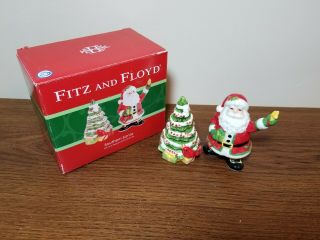 Fitz And Floyd Christmas Salt And Pepper Shakers Santa And Christmas Tree