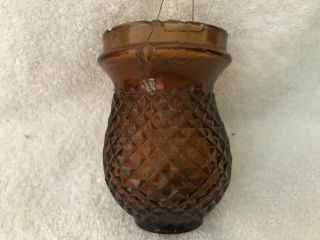Victorian Glass Hanging Fairy Lamp Amber Honeycomb With Wire Christmas Light