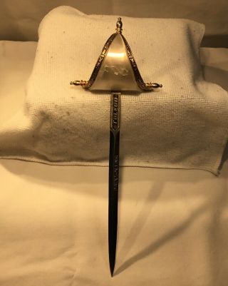 Vintage Miniature Sword Letter Opener Mother Of Pearl Handle Toledo