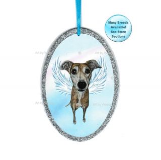 Brindle Greyhound Angel Ornament Dog With Wings Pet Memorial Christmas Ornament