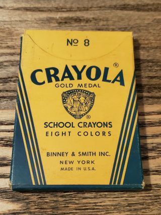 Vtg Binney & Smith No 8 Crayola® Gold Medal School Crayons Eight Colors W/ Box