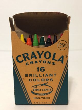 Vintage Crayola Crayons No 16 Count Box Binney & Smith Complete