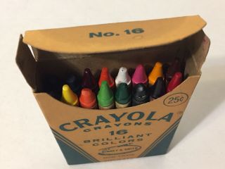 Vintage Crayola Crayons No 16 Count Box Binney & Smith Complete 2