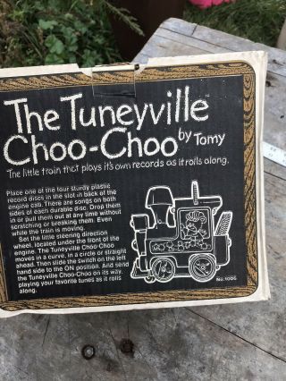 Vintage 1975 Tomy Tuneyville Choo Choo Train W/4 Records & Box Musical