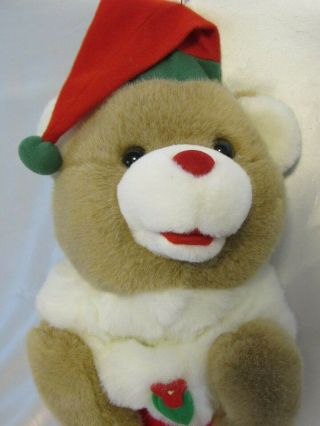 Christmas Stocking Red Plush W Teddy Bear Singing Jingle Bells Music 22 "
