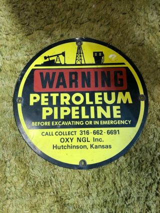 Warning Petroleum Pipeline Metal Sign Aprox 12 " Repo