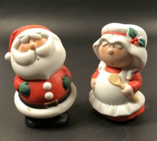 Santa And Mrs.  Claus Porcelain Salt And Pepper Shakers