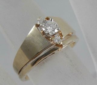 Vintage 14 Karat Gold Diamond Wedding Engagement Ring Set Sz 5 1/2 14k F0864