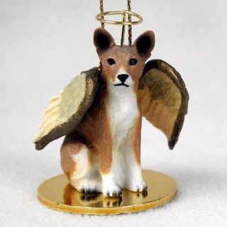 Basenji Dog Angel Ornament Hand Painted Figurine Resin Christmas Collectible