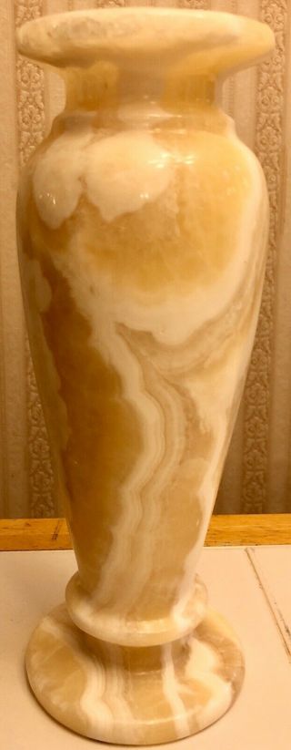 Vintage 13.  25” Egyptian Alabaster Vase Large Heavy Egypt Urn 12 Lbs. 3