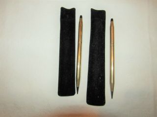 Two Vintage Cross Mechanical Pencil 1/20th 12kt Gold - Filled