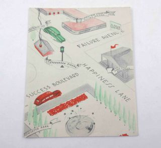 Vintage 1940s Christmas Card City Scene Cars Automobiles Road Filing Station