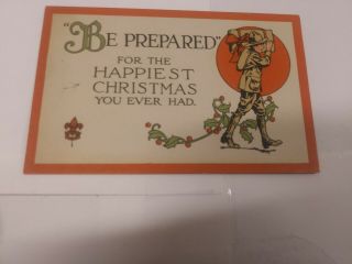 Boy Scout Christmas Postcard,  1915 First Printing Of Bsa " Be Prepared " Series