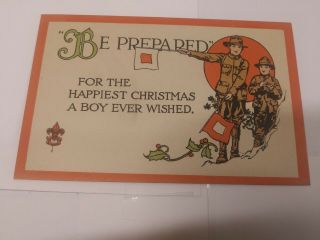 Boy Scout Christmas Postcard 1922 Second Printing Of Bsa " Be Prepared " Series