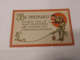 Boy Scout Christmas Postcard 1918 First Printing Of Bsa " Be Prepared " Series