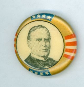 1900 Vintage President William Mckinley Political Campaign Pinback Button Rwbg