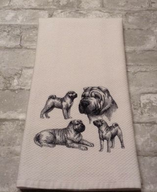 Shar Pei Collage Sketch Embroidered Williams Sonoma Kitchen Hand Towel