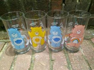 4 Vintage 1984 Care Bears Pizza Hut Drinking Glasses - Funshine (2) - Grumpy Cheer