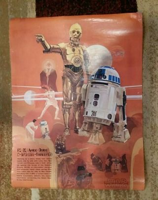 Vintage 1977 Star Wars Poster R2 - D2 C - 3po Coca Cola Burger Chef Advertising