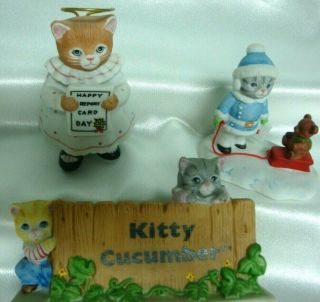 Kitty Cucumber Figurine Bundle Of Three (3) B.  Shackman 1987 Buster Missy Ginger