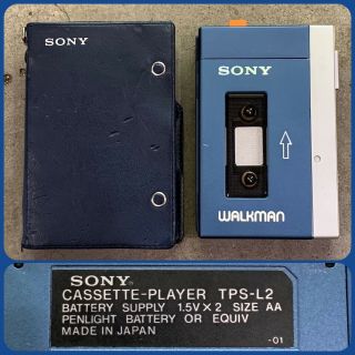 Sony Cassette Player Tps - L2 Walkman W/ Case - Not - Vtg 1979