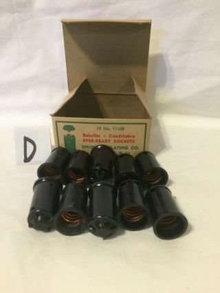 Box Of 10 Vintage Candelabra Sockets Screw - On Type C7 Size Christmas Light (d)