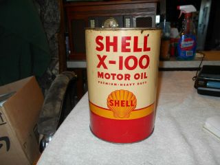 Shell X - 100 Motor Oil Can Empty 5qt.  Can.