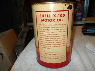SHELL X - 100 Motor Oil Can Empty 5qt.  can. 3